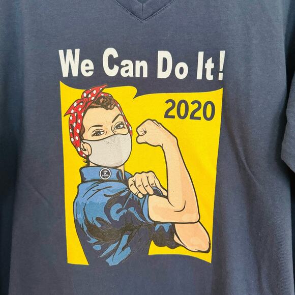 Life is Good Women Rosie the Riveter WE CAN DO IT 2020 V Neck Long Sleeve Shirt - Picture 2 of 6